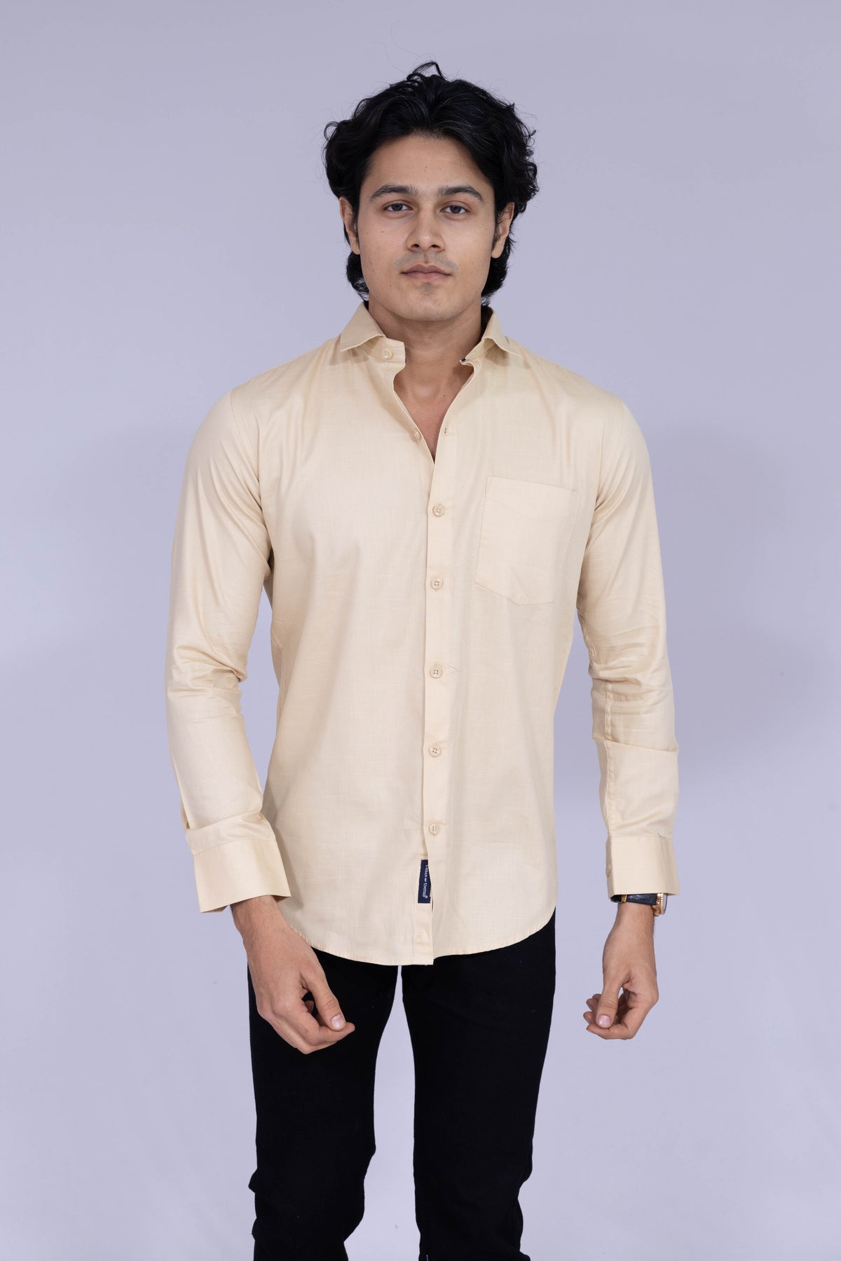 Solid beige shirt for men