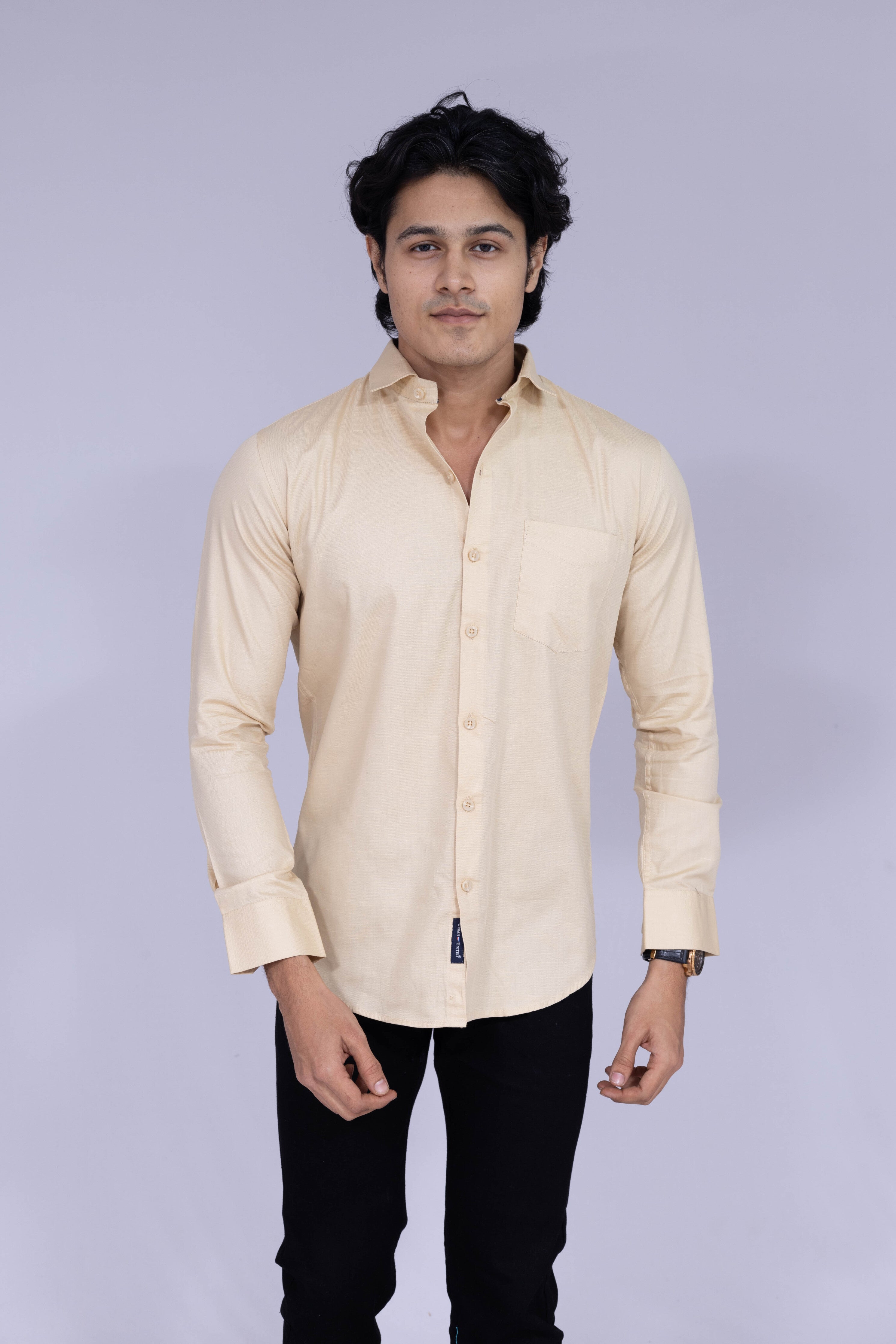 Solid beige shirt for men