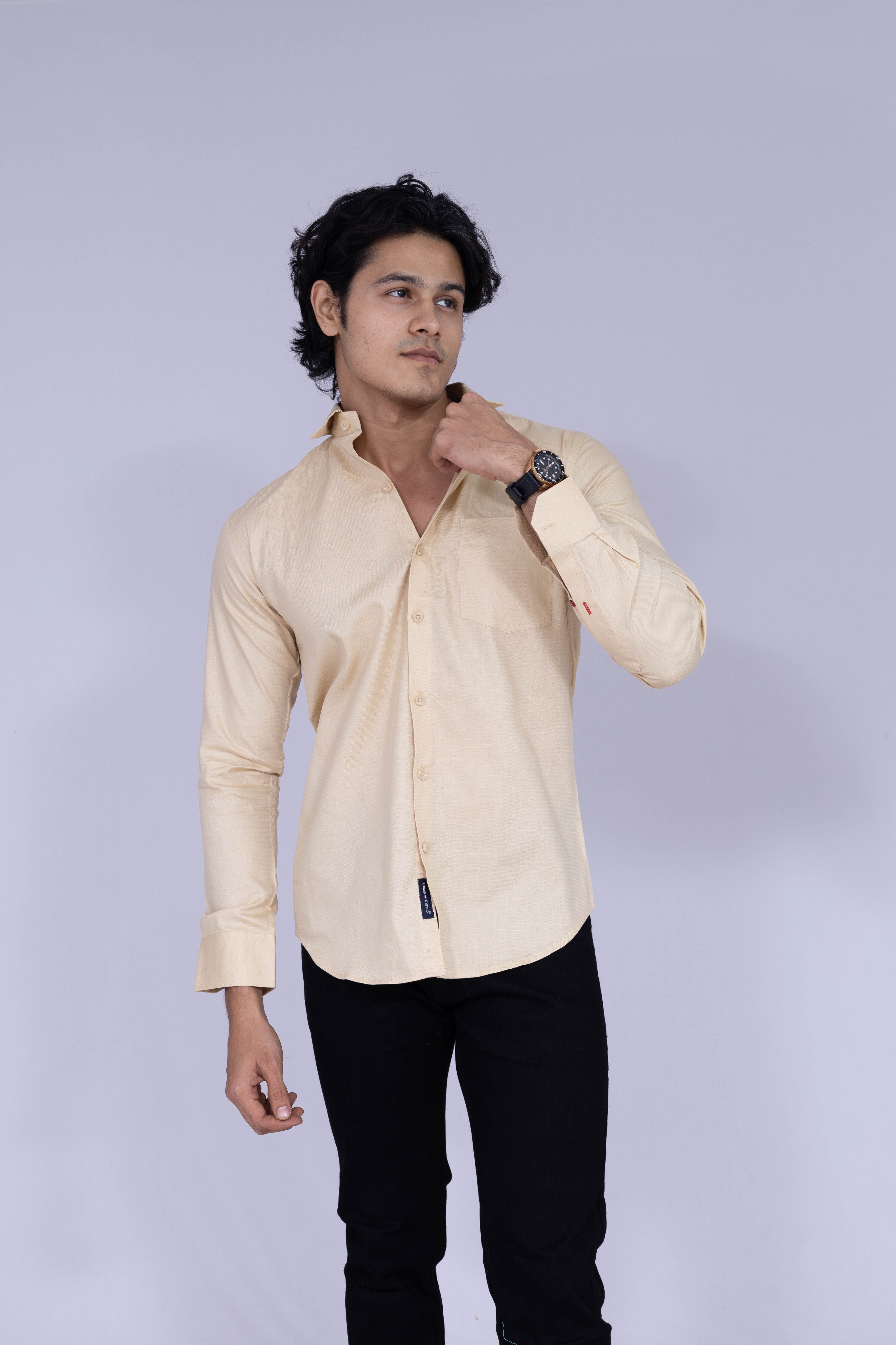 Solid beige shirt for men