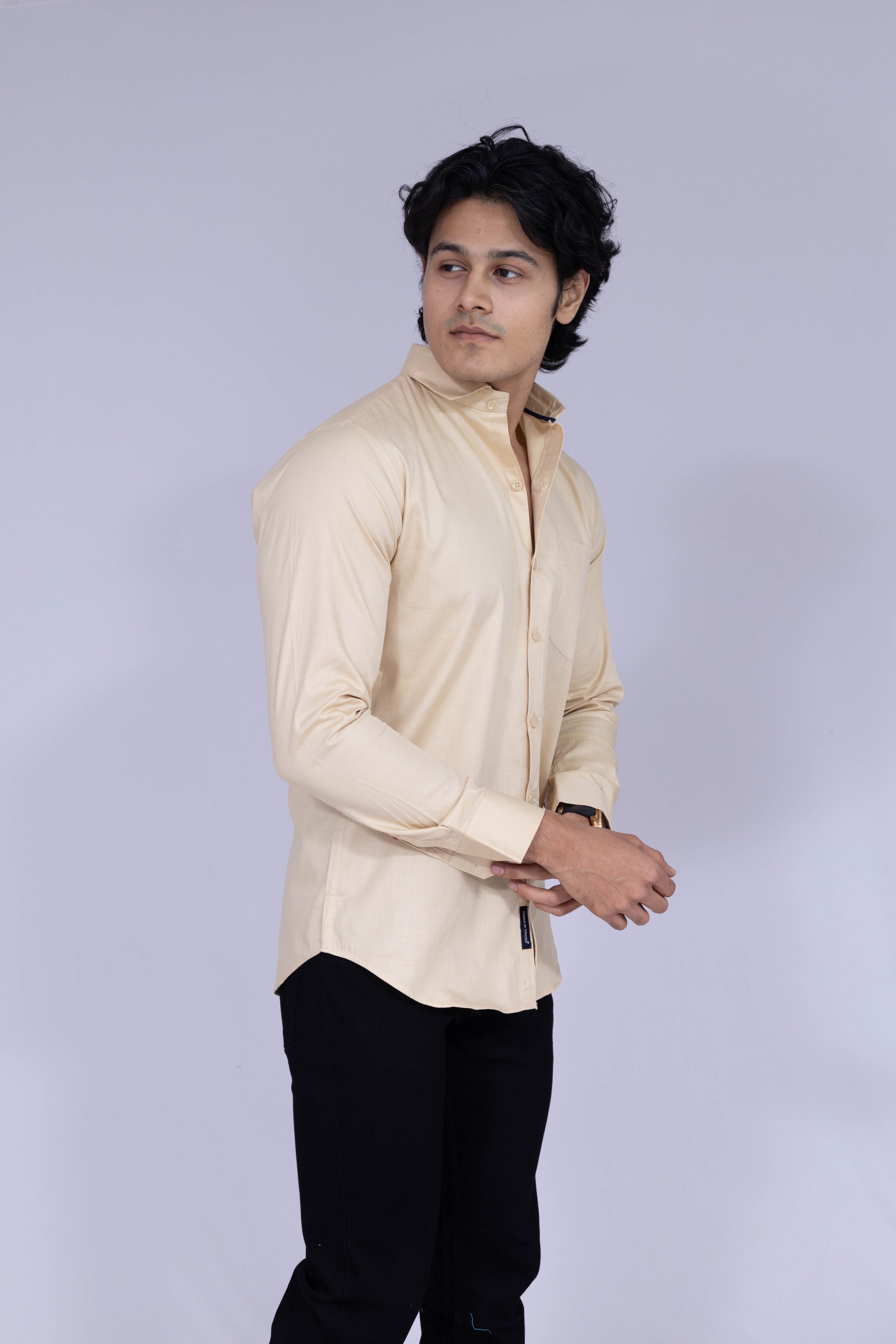 Solid beige shirt for men