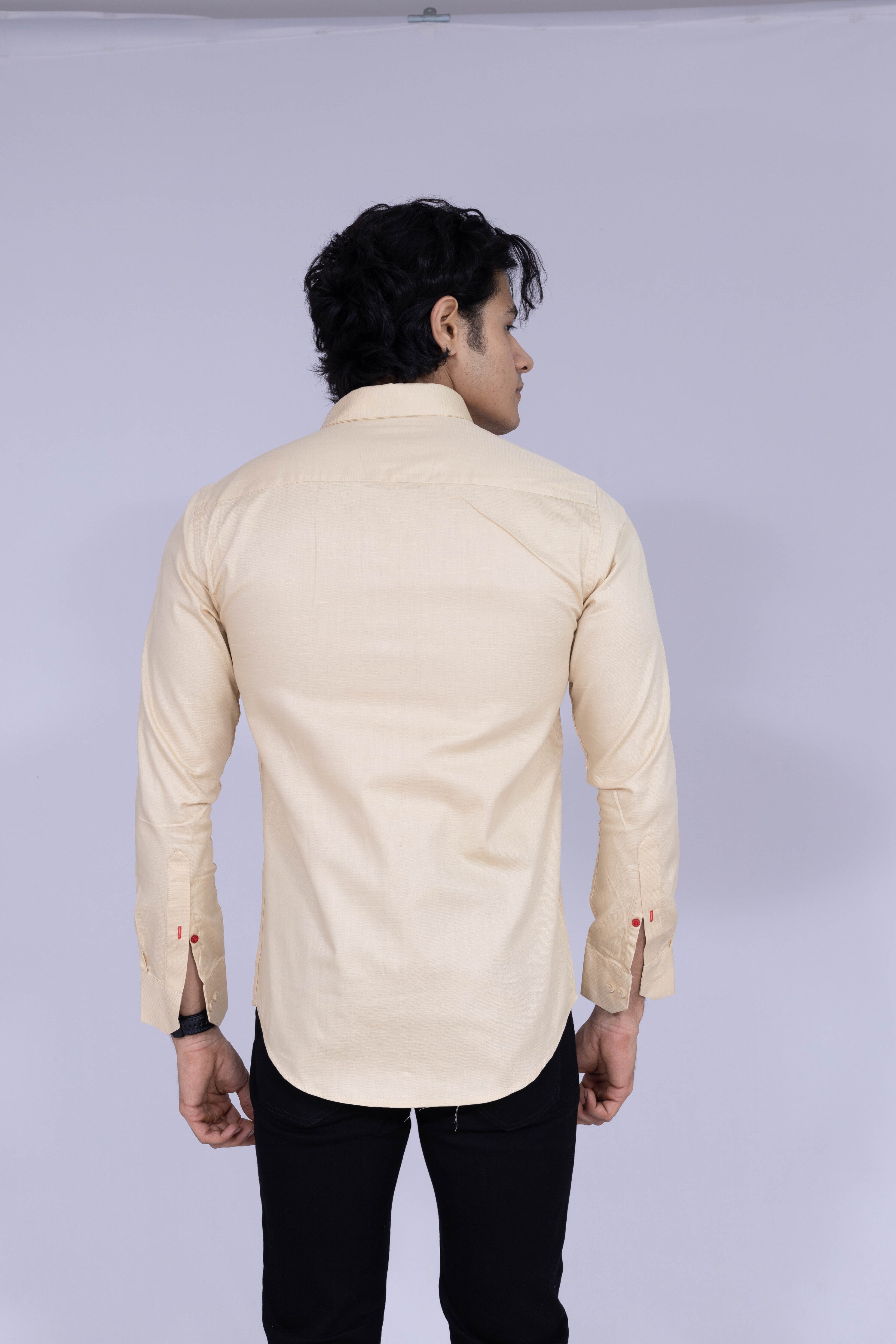 Solid beige shirt for men