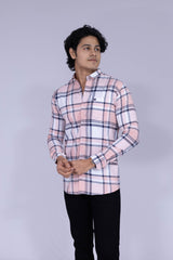 Pink, white & blue checked shirt