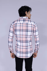 Pink, white & blue checked shirt