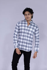 Grey & white checked shirt