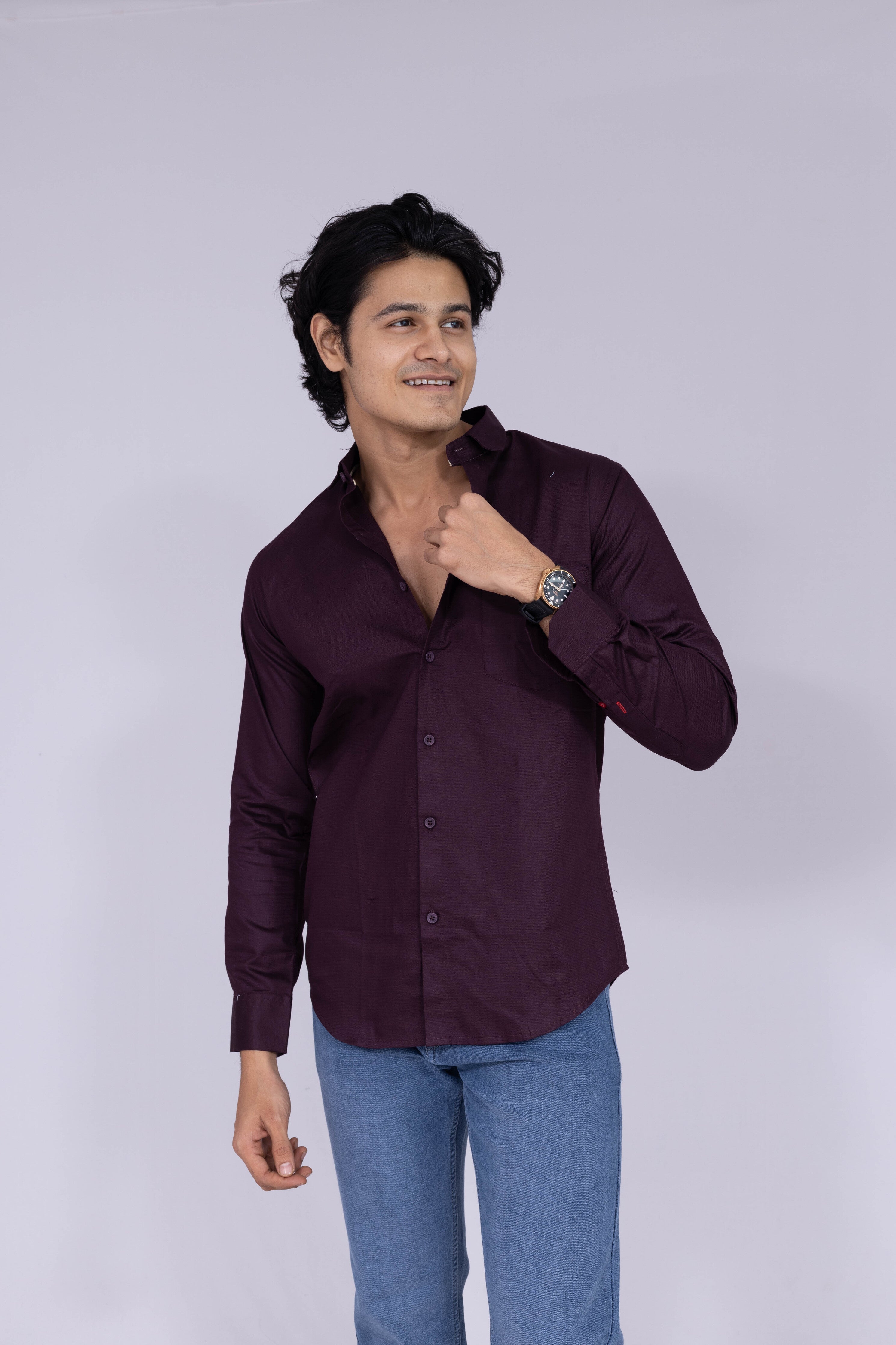 Solid dark purple shirt