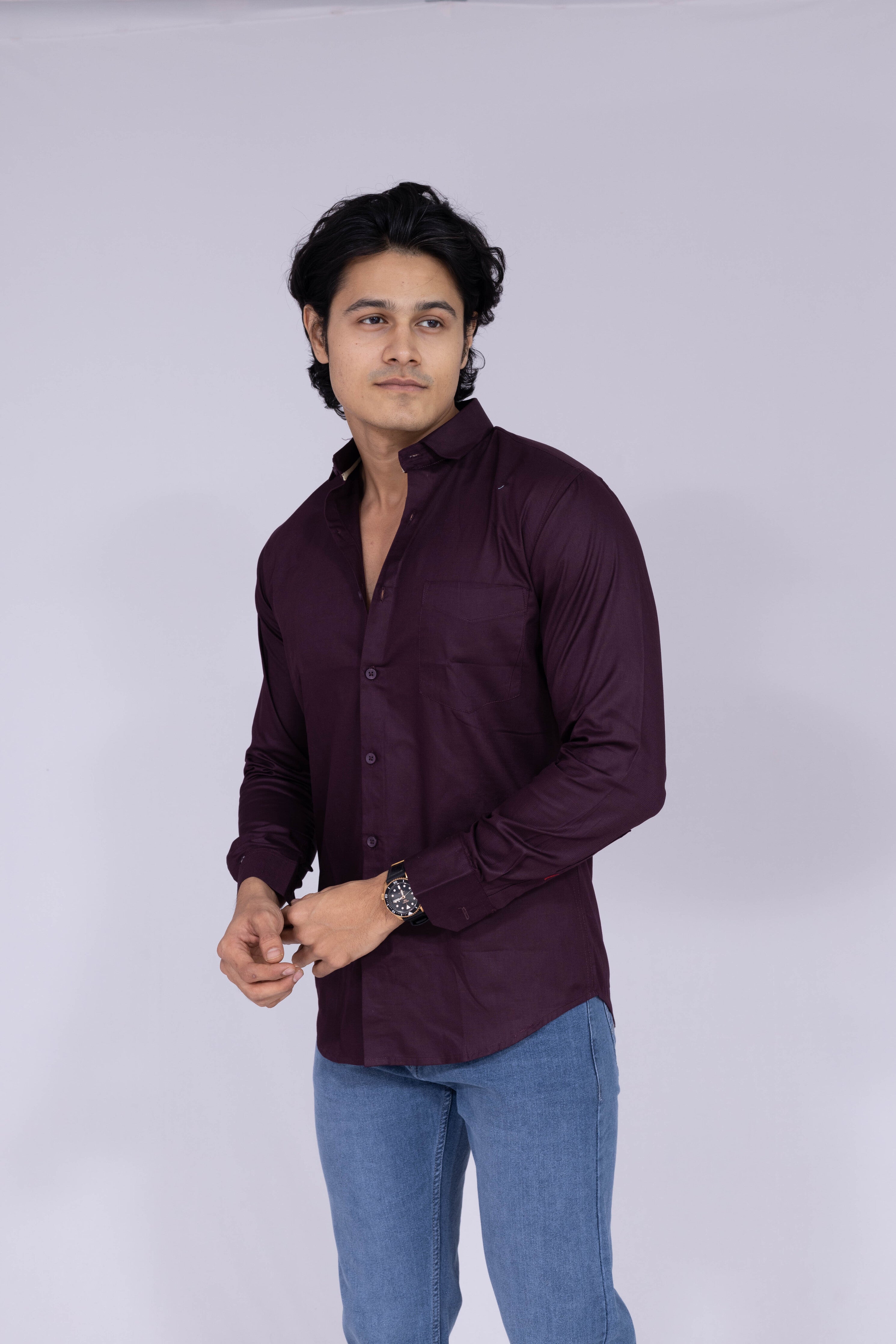 Solid dark purple shirt